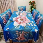 Premium 3D Print Korian Velvet 7pcs Table Cloth Set | Luxury Dining Table Cover & Decoration