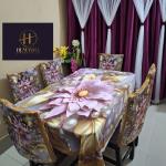 Premium 3D Print Korian Velvet 7pcs Table Cloth Set | Luxury Dining Table Cover & Decoration