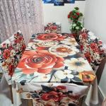 Premium 3D Print Korian Velvet 7pcs Table Cloth Set | Luxury Dining Table Cover & Decoration