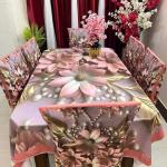 3D Print Korian Velvet 7 Pcs Table Cloth Set | Luxury Dining Decor