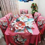 3D Print Korian Velvet 7PCS Table Cloth Set | Luxury Dining Table Cover