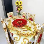 3D Print Korian Velvet 7 Pcs Table Cloth Set | Luxury Dining Decor