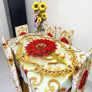 3D Print Korian Velvet 7 Pcs Table Cloth Set | Luxury Dining Decor