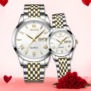 Olevs Stylish Couple Watch - WHITE - P1016